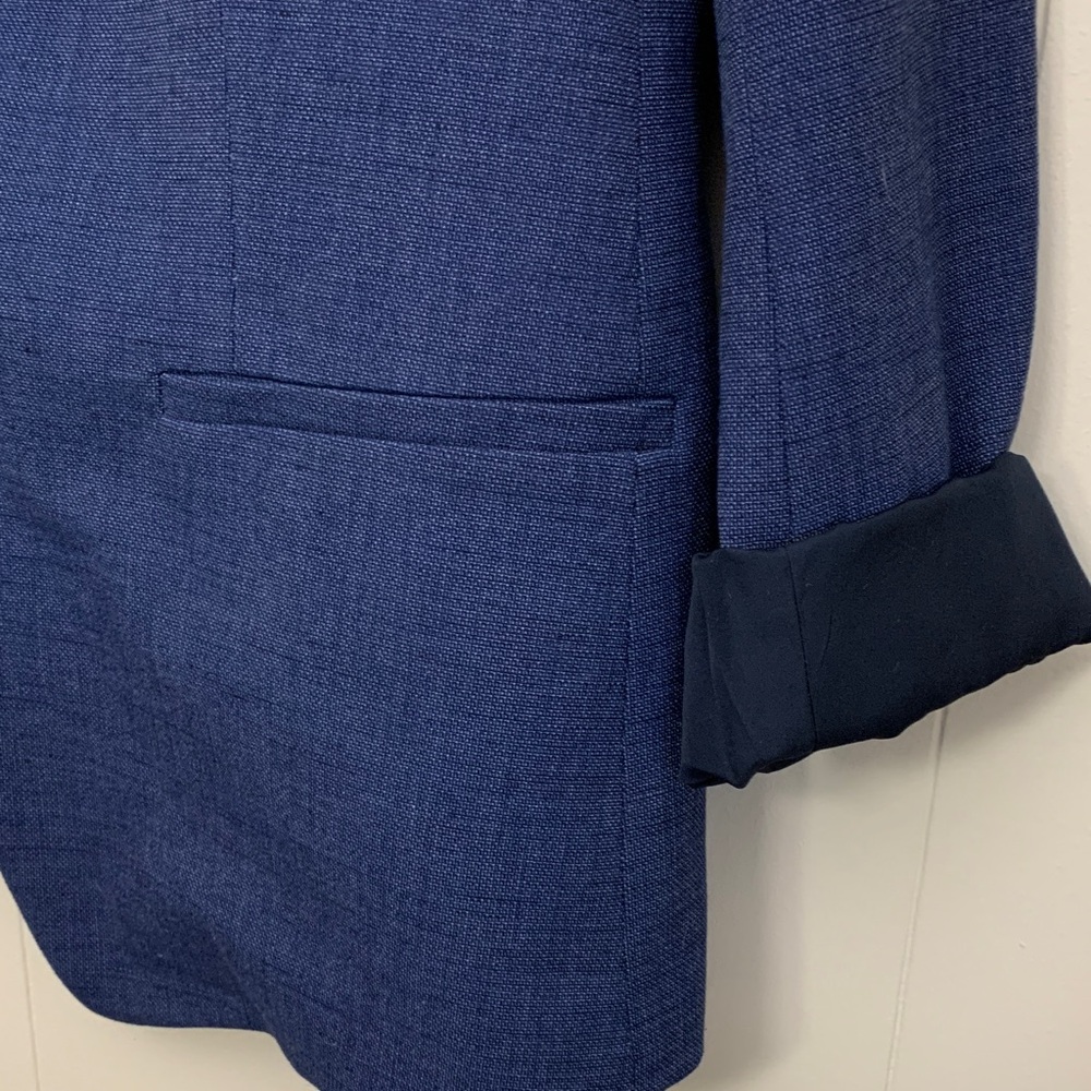 LOFT Navy Blue Textured Single-Button Blazer - Picture 4 of 9